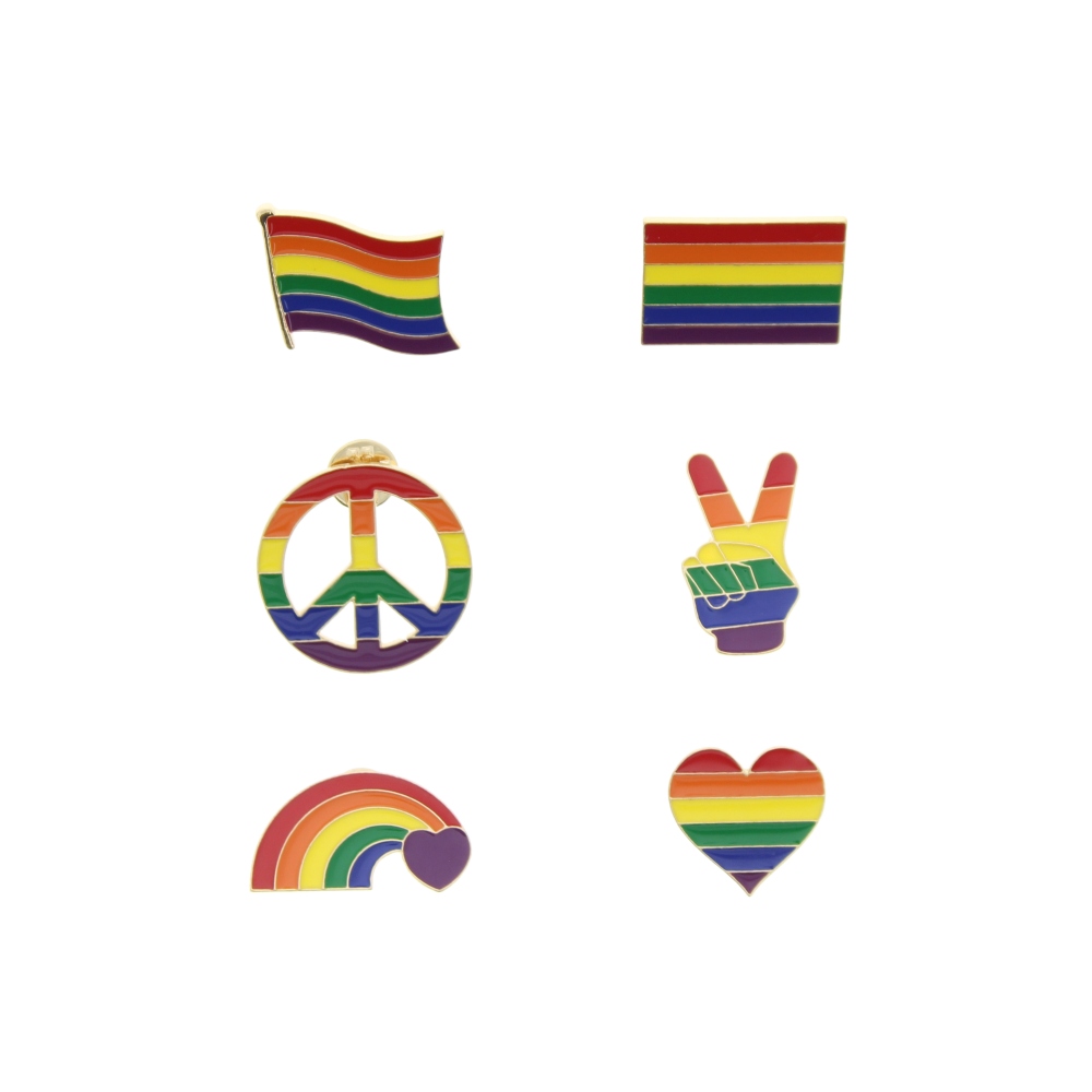 Zac's Alter Ego - Set of 6 Heavy Metal Rainbow Equality Pin - Multicolours